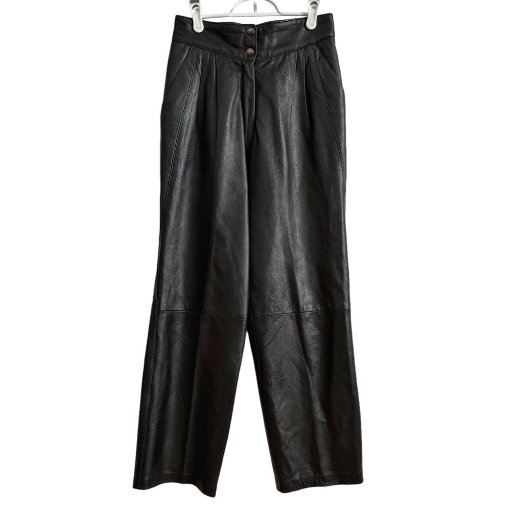 Vintage Leather Ultra High Waisted Tapered Pants Ankle Cropped Black